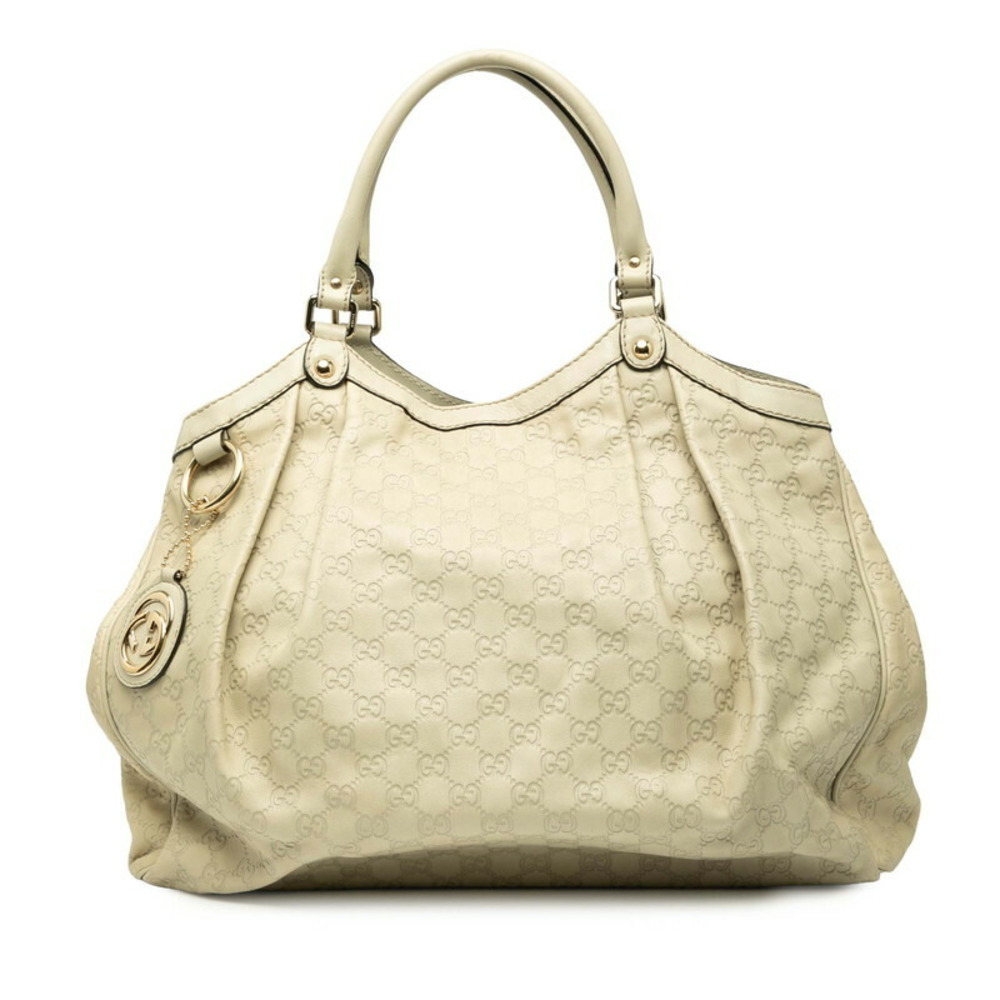 Gucci Guccissima Sukey Handbag Ivory White Leather